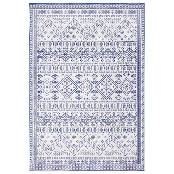 World Menagerie Reversible indoor and outdoor Doha rug in ocean blue